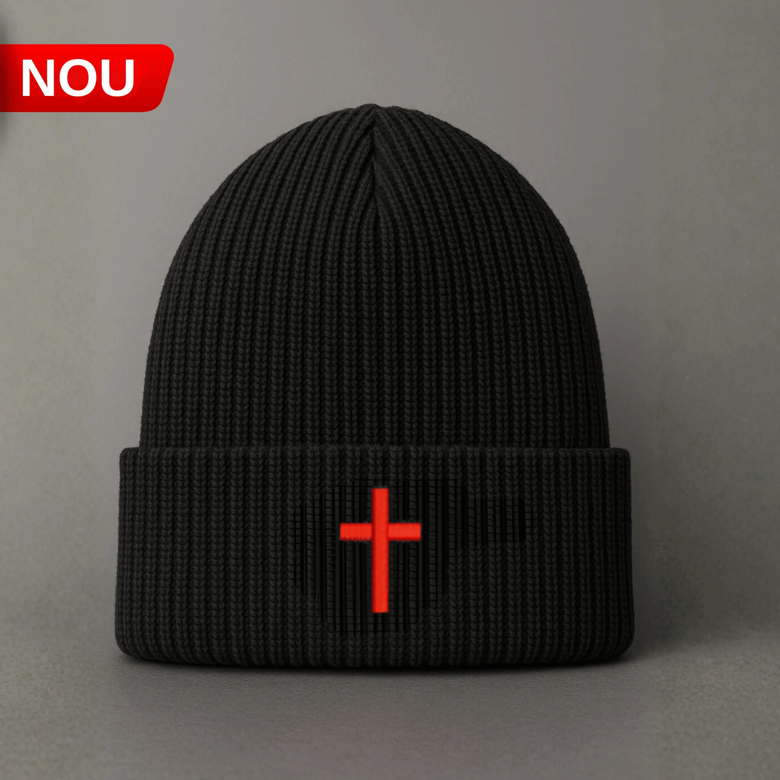 Caciula Impletita, SACRAL Brodata Sfanta Cruce, Fabricat in Romania