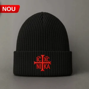 Caciula, Impletita SACRAL, Brodata Ortodox, Religioasa cu Sfanta Cruce, IC XC NI KA, Fabricat in Romania