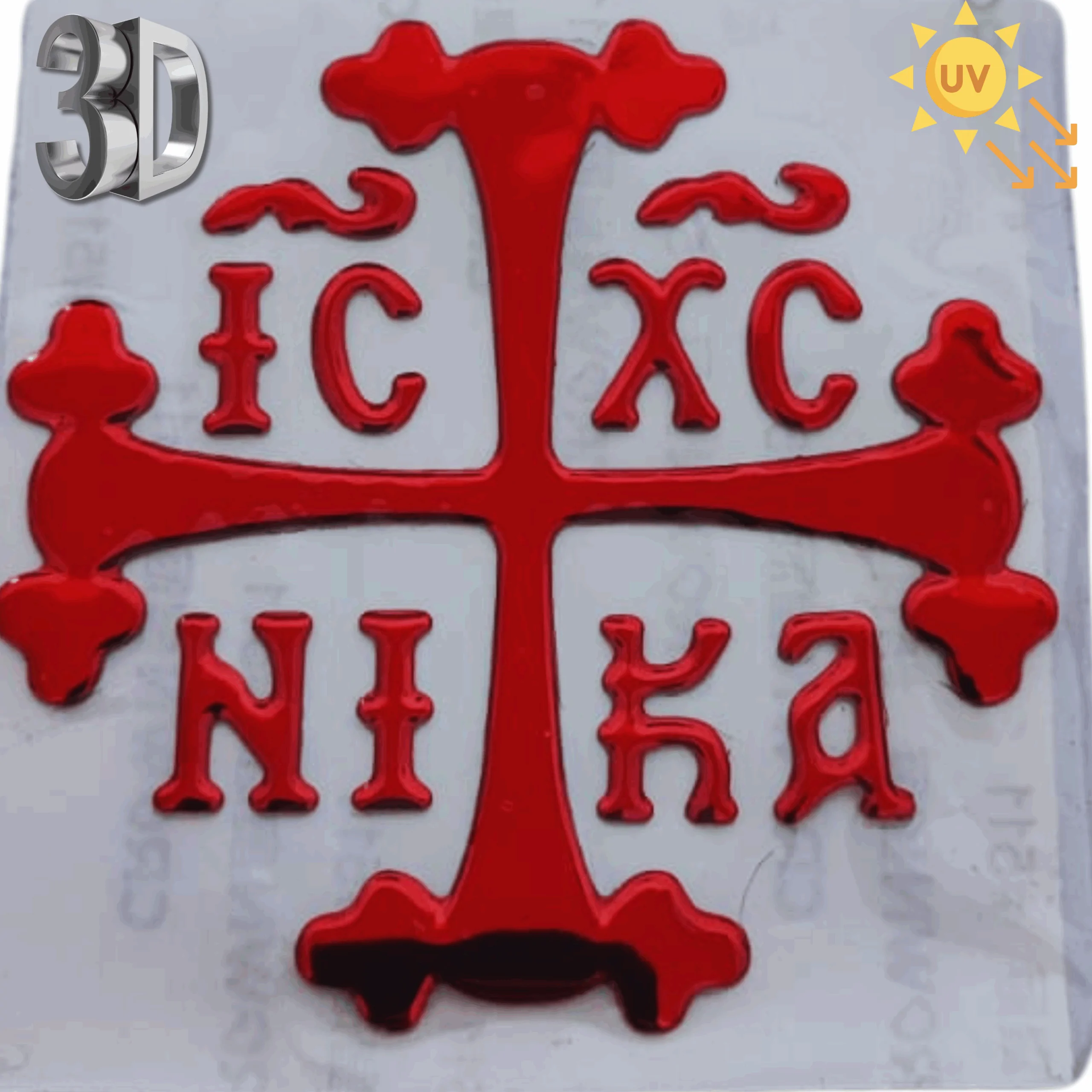 Sticker Auto 3D Roșu Sf. Cruce
