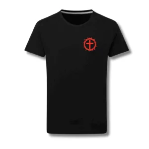 Tricou SACRAL Negru Brodat Ortodox Religios Coroana de Spini