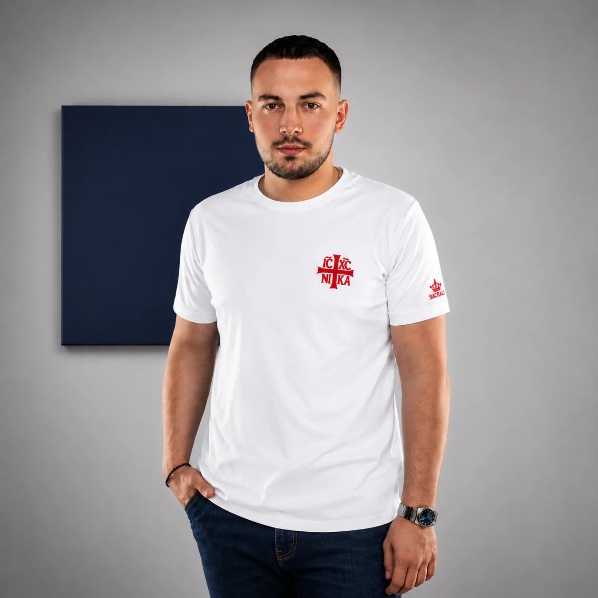 Tricou SACRAL Alb – Ediție Premium Designer | 215 g/m² | Bumbac USA