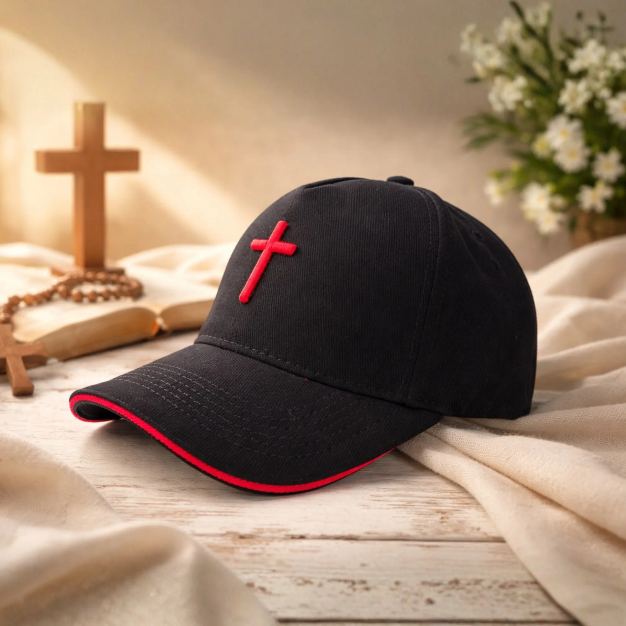 Șapcă SACRAL Ediție Premium Designer Bumbac |  Broderie 3D Cruce |