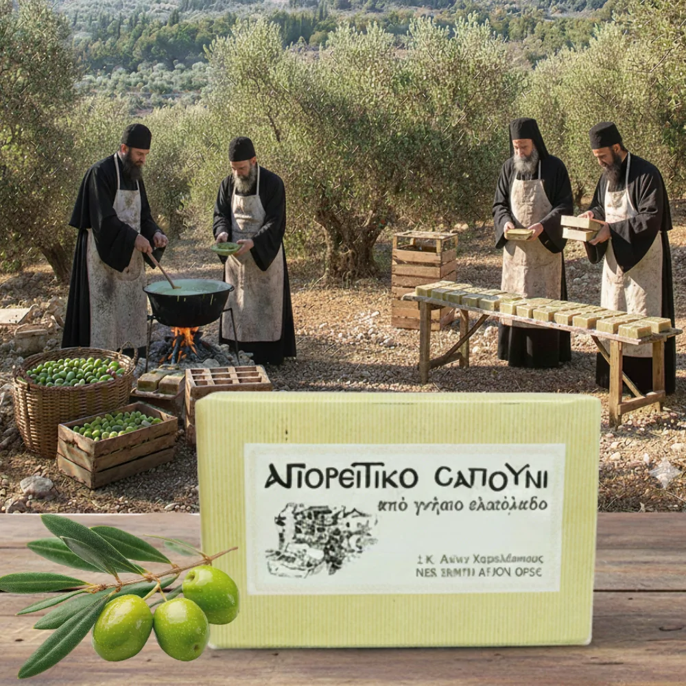 Săpun natural athonit din ulei de măsline pur - Muntele Athos - Chilia Sfântului Haralambie