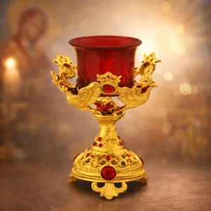 Candelă de masă auriu roșu –Model porumbel