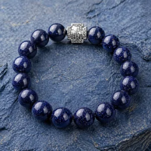 Brățară / metanier din piatră semiprețioasă – Piatră de Nisip Albastră