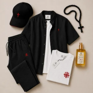 Set Vară Sacral 6 piese - Tip In / Bumbac Negru